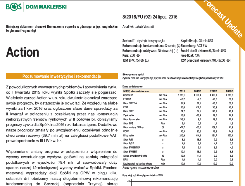 BOŚ rekomendacja Action pierwsza strona